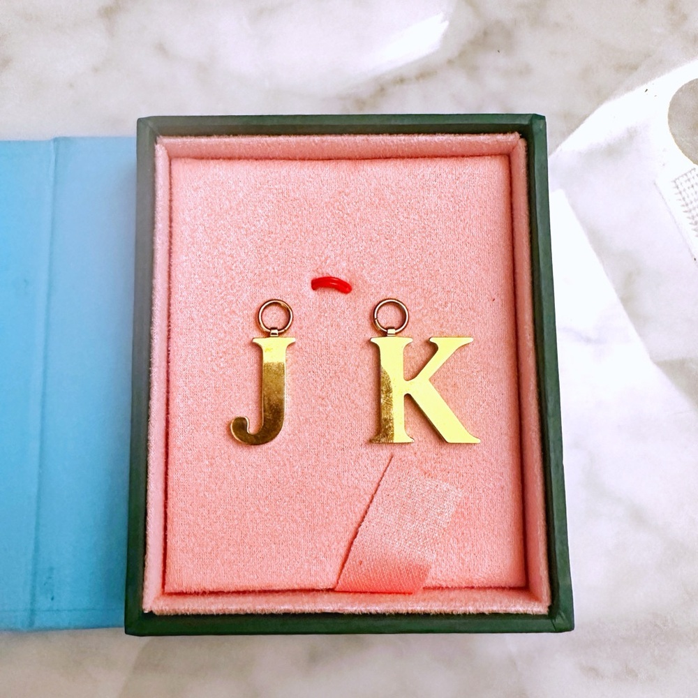 Chaos Gold Plated Initial Charms Alphabet Letter J and K